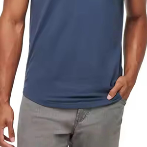 Camiseta de Manga Corta para Hombre, Cuello Redondo, Corte Ajustado, Color Azul Marino, 100% Algodón Jersey, Estilo Casual, Color Sólido, Largo Regular, Transpirable, Tejido de Punto - Product Image 3