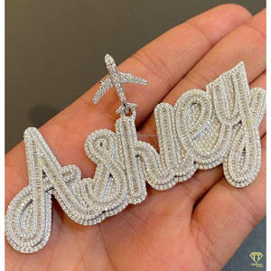 Pendentif personnalisé « Nette » serti de diamants de laboratoire, collier hip-hop bling-bling, cadeau - Product Image 3
