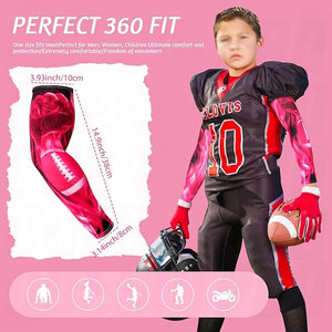 Sports Pink Ribbon Breast Awareness <b>Arm</b> <b>Sleeve</b> <b>Compression</b> Fit No Slip Football Flames Athletic <b>Arm</b> Cover for Men Women - Product Image 2