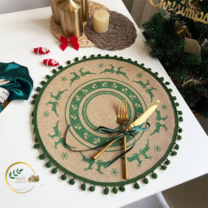 เสื่อปูโต๊ะปอกระเจาทำด้วยมือแบบพรีเมี่ยมแผ่นรองจานทำจากเส้นใยธรรมชาติทนทานสำหรับป้องกันโต๊ะและตกแต่งบ้านอย่างหรูหรา - Product Image 2