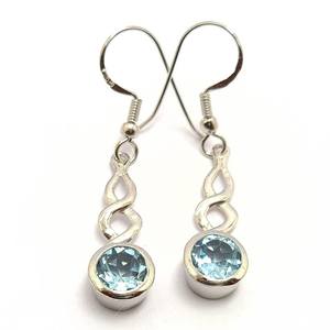Pendientes Cruzados de Topacio Azul Cielo Natural, Plata de Ley 925, Regalo de Piedra de Nacimiento de Diciembre para Ella, Aniversario - Product Image 4