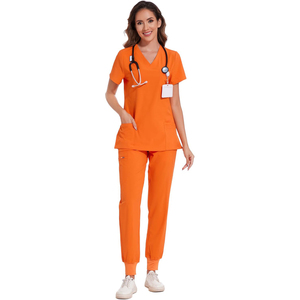 Customizable Comfortable Woven Scrub Top Pants for Medical Unisex Hospital Uniform Breathable Lightweight Cotton Scrub Suit - Product Image 1