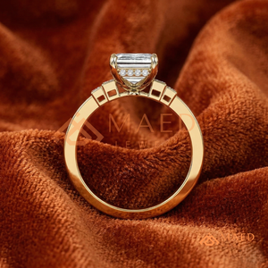 Luxury Emerald Diamond Engagement <b>Ring</b> in 18K Yellow <b>Gold</b> Fine Jewelry Emerald Cut <b>Ring</b> in <b>Gold</b> with Channel <b>Set</b> Diamonds - Product Image 3