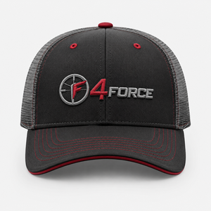 หมวกแก๊ป 4FORCE ทรง Trucker 6 แผง ตาข่ายปักโลโก้  สำหรับผู้ใหญ่  ใส่ได้ทุกเพศ  ปรับขนาดได้  สีดำ แดง เทา  มีจำหน่ายแล้ว - Product Image 1