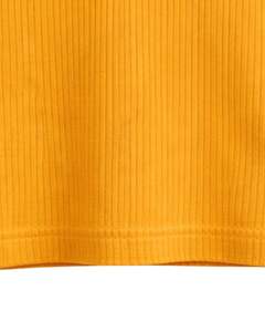 Top Corto Personalizado Amarillo Mostaza con Cuello Alto y Canalé, Sin Mangas, Ajustado, Elástico, Informal, para Mujer, Chaleco de Moda de Verano - Product Image 4