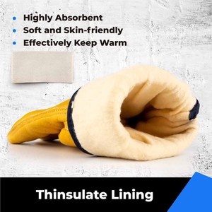 Cowhide Grain Leather <b>Driver</b> <b>Gloves</b> Warm Lining for Cold Weather Work 100% Full Heavy Duty Abrasion Resistant <b>Gloves</b> - Product Image 5