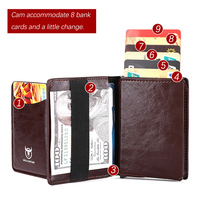 Porte-cartes en cuir véritable BULLCAPTAIN pour homme, blocage RFID, ouverture automatique, étui à cartes de crédit en métal, portefeuille avec logo personnalisé