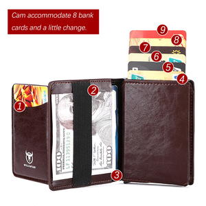 BULLCAPTAIN Tarjetero de Cuero Genuino para Hombre con Bloqueo RFID, Estuche Metálico Automático para Tarjetas de Crédito, Cartera con Logotipo Personalizado - Product Image 3