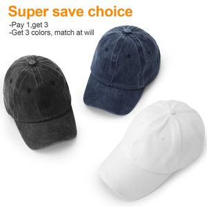 Lot de 3 casquettes de baseball vintage en coton délavé, ajustables et non structurées, pour hommes et femmes, vente en gros OEM - Product Image 2