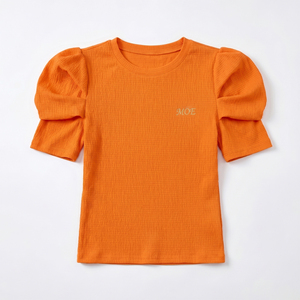 Nuevo Diseño 2026: Top Corto para Mujer, Casual y Elegante, Personalizable con Marca Minimalista, Camiseta de Mujer con Estampado DTG y Manga Abullonada - Product Image 3
