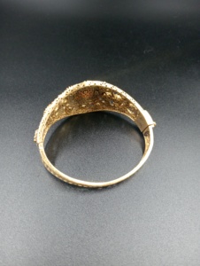 Classic <b>Silver</b> Gold Plated <b>Cuff</b> Bangle <b>Bracelet</b> with Flower Pattern for Women's Wedding Everyday Wear - Product Image 1