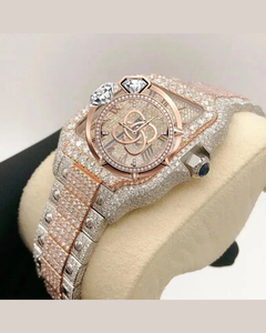 Montre de luxe pour homme, entièrement pavée de diamants Moissanite, carrée, or rose, argent, style Hip Hop, en acier inoxydable, automatique - Product Image 3