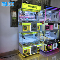 Mini machine à griffes à 2 niveaux, jeu de grue à monnayeur, distributeur de prix à 4 stations avec joystick, lumières LED et roues