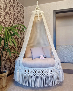 Handmade Macrame Swing <b>Chair</b>, Boho <b>Hanging</b> <b>Chair</b>, Indoor Outdoor - Product Image 1