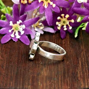 Bague ajustable en argent sterling 925 avec pierre de lune pêche, faite à la main, style bohème, pour femme, cadeau - Product Image 4