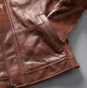 Custom Unisex Genuine Leather <b>Jacket</b> for <b>Men</b> 2026 Wholesale Vintage Style Breathable Coated Fabric ODM Supply - Product Image 3