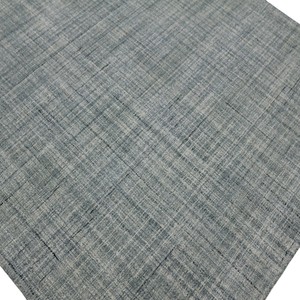 Tapis gris à motifs croisés tuftés à la main en soie et laine, à poils ras, motif linéaire fin pour salon et chambre à coucher - Product Image 5