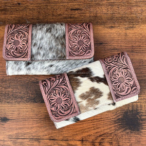 Cartera de piel de vaca auténtica hecha a mano, cartera occidental para tarjetas de crédito, cosida a mano, para mujer - Product Image 2