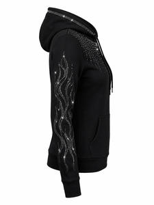 Women's Trendy <b>Rhinestone</b> Hoodie Sparkling Crystal Hooded Sweatshirt Long Sleeve Casual <b>Jacket</b> for Women <b>Rhinestone</b> Hoodie - Product Image 2