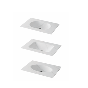 Lavabo de Baño Rectangular de Mármol para Encimera, Mueble de Madera, Diseño Moderno, Acabado Dorado, con Escurridor - Product Image 1