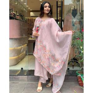 DISEÑADOR GEORGETTE IMPRESIÓN DIGITAL TOP BOTTOM CON DUPATTA PEACH - Product Image 3