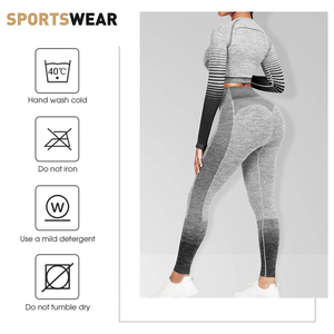 Conjunto de Yoga Ligero para Mujer con Patrón Sólido, Logotipo Frontal, Tela Elástica, Transpirable y de Secado Rápido, Conjunto de 2 Piezas para Yoga y Fitness - Product Image 5