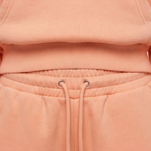 Ensemble 2 pièces en polaire pour femmes, short à capuche, couleur unie, coupe ample, vêtements de sport décontractés, longueur au-dessus du genou avec poche, printemps-été - Product Image 5