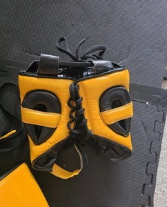 Personalized No Boxing No Life Mexican Style <b>Lace</b>-Up Real Leather MMA Boxing Gloves-Breathable Yellow - Product Image 5