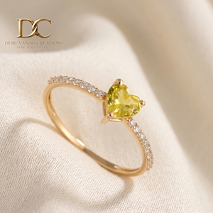 แหวนผู้หญิงคุณภาพสูง ทองคำแท้ 14KT ประดับเพชรเลี้ยงในห้องปฏิบัติการและไพลินสีเหลือง ดีไซน์เรียบหรู รับรองโดย IGI เครื่องประดับชั้นดี - Product Image 3