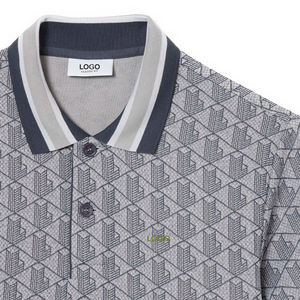 Polo Premium pour Homme OEM Coupe Classique Tricot Jacquard Respirant Durable Col Contrastant Mélange de Coton Manches Courtes Haut Côtelé - Product Image 4