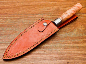 Cuchillo de Cocina de Acero de Damasco Forjado a Mano al por Mayor con Mango de Madera Burl, Cuchillo de Tallado Personalizado OEM a Granel, Fabricante - Product Image 3