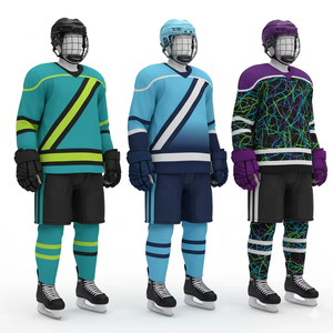 Conjunto de Uniforme de Hockey sobre Hielo Personalizado, Diseño Multicolor, Jersey Sublimado, Pantalones Cortos, Guantes, Kit Completo, 3 Diseños, OEM, Venta al Por Mayor - Product Image 6