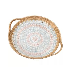 Bandeja de Servir de Bambú y Ratán para Decoración del Hogar con Diseño Bohemio de Madreperla, Multifuncional, Hecha en Vietnam - Product Image 3