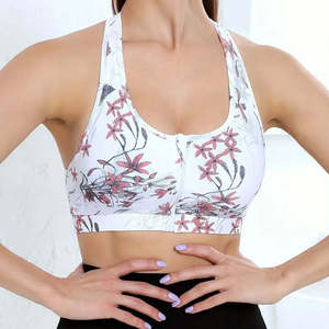 Nuevo sujetador deportivo de moda para mujer con cremallera, de alto soporte, sin costuras, con tirantes ajustables, logo frontal, de Spandex/Nylon, hecho en Pakistán, para gimnasio. - Product Image 1