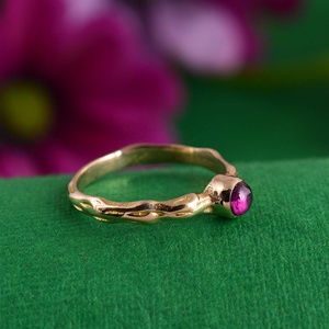 Exclusive DesignerBrass <b>Ring</b> Amethyst Boho Metal <b>Rings</b> Women 18k Gold Plated <b>Dainty</b> Minimalist Bamboo Band Wholesale/OEM/ODM - Product Image 5