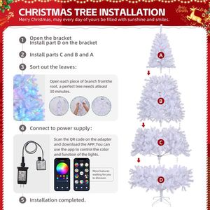 Albero di Natale Artificiale Pre-Illuminato da 2,4 Metri con 500 Luci RGB e 1500 Punte di Rami, Controllabile tramite App, Rami Pieghevoli - Product Image 6