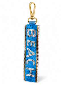 Sstringz Handmade Blue Beaded BEACH <b>Keychain</b> Decorative Heart Pendant Key Holder Stylish Backpack Charm <b>Personalized</b> Promotional - Product Image 4