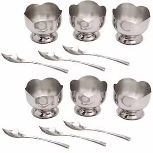 Bol à glace moderne de luxe en métal, finition miroir, en acier inoxydable, pour servir des desserts dans les restaurants - Product Image 2