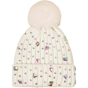 Black Crystal Beanie Hat Rib Knit Winter Warm <b>Cap</b> Women <b>Men</b> Fashion Studded Skull <b>Cap</b> Custom OEM Wholesale - Product Image 1