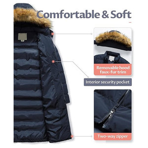 เสื้อโค้ทขนเฟอร์เทียมสำหรับผู้หญิงแบบยาวสำหรับฤดูหนาว เสื้อแจ็คเก็ตบุหนาแบบมีฮู้ดถอดได้ อุ่นสบาย ทันสมัย เหมาะสำหรับสภาพอากาศหนาวเย็น - Product Image 3