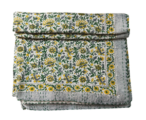 Traditional <b>Indian</b> Cotton <b>Quilt</b> Floral Pattern Hand Embroidered Pastoral Style All Season Home Use Folded Design - Product Image 1