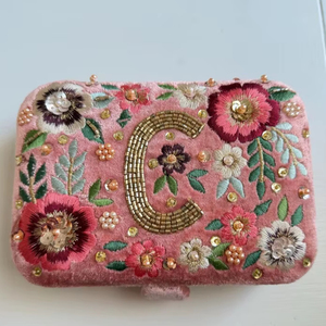 Pink Beaded Embroidered <b>box</b> <b>Earrings</b> Necklace Set beaded <b>Box</b> with Custom Velvet Ring Trinket <b>Earring</b> <b>Box</b> Packaging - Product Image 1