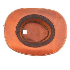 Light Brown Leather Cowboy <b>Hat</b> Western Outback <b>Hats</b> Men Women Braided <b>Band</b> Wide Brim Sombrero Casual Outdoor Bush Sun Protection - Product Image 3