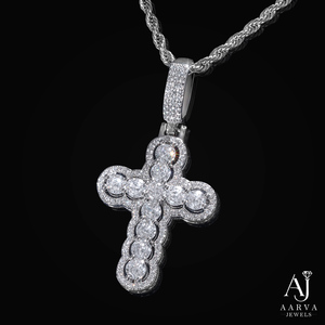 Colgante de Cruz de Moissanita Chapado en Oro sobre Plata 925, Estilo Iced Out Punk, Amuleto Cristiano, Collar con Corte Brillante Redondo, Joyería Unisex para Fiesta - Product Image 1
