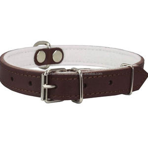 Collier de chien en cuir véritable, fabrication en gros, collier pour animaux de compagnie, doublure blanche de qualité supérieure, cousu avec du matériel en acier inoxydable solide - Product Image 4