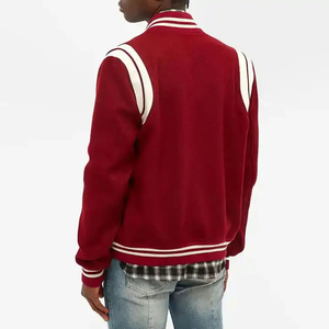 <b>Men's</b> Red <b>White</b> Varsity <b>Jacket</b> Regular Fit Button Front Turn-down Collar Plaid Shirt Style Autumn Casual Wear <b>Men</b> varsity <b>jacket</b> - Product Image 3