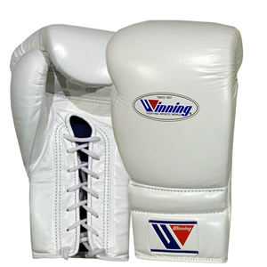 Winning BOXING Gloves 14oz 16oz White Customizable Kick Boxing Training Glove Lace-up Hook & Loop strap Genuine Leather - Product Image 4