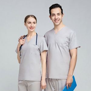 Uniforme Quirúrgico Transpirable de Verano Unisex, Traje de Trabajo para Dentistas y Doctores, Uniforme de Enfermera, Conjunto de Dos Piezas, Poliéster y Algodón - Product Image 3