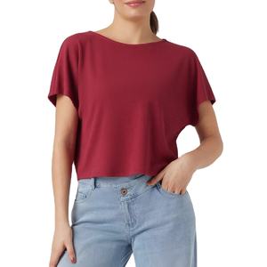 Haut court d'été pour femme, tricot côtelé à manches courtes, couleur unie personnalisable, coupe ajustée ou ample, boutonné – Meilleure vente - Product Image 4