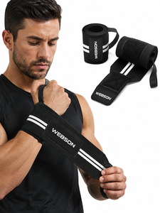 Soporte de Muñeca de Neopreno Webson, Ajustable con Cierre de Gancho y Ojal, Antideslizante, Negro con Rayas Moradas, para Levantamiento de Pesas y Entrenamiento de Fuerza - Product Image 4